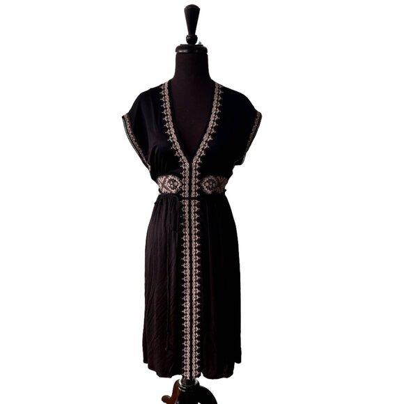 🖤 VINTAGE JIWON PARK - Luxe Black Silk with Ornate Embroidery  Size 8 🖤 - Picture 1 of 11